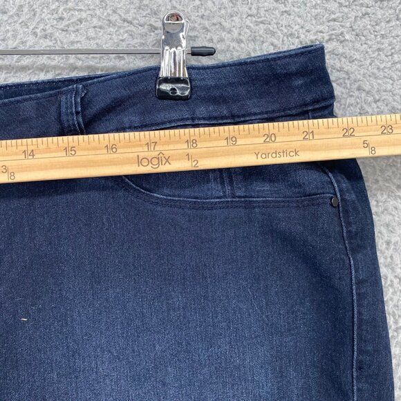 Hot In Hollywood Jean Women 2X Plus Navy Silky Denim Pull On Flare Vital Stretch - Picture 9 of 13